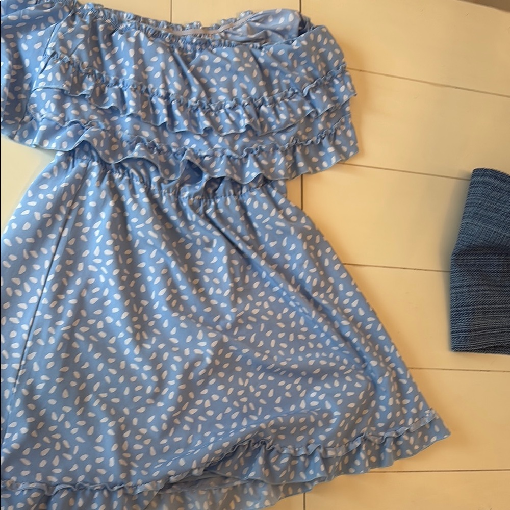 Blue Ruffled women  Dress